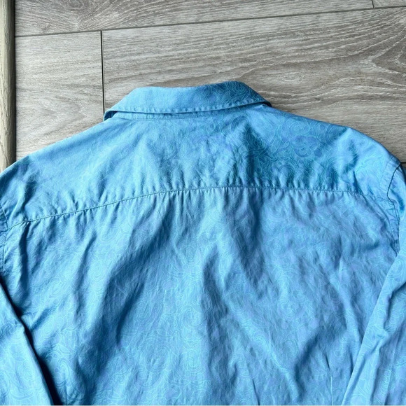 Versace Collection Blue Paisley Pattern Slim Fit Button Down  Shirt - Picture 15 of 15